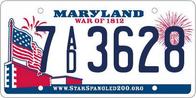 MD license plate 7AD3628