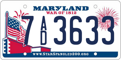 MD license plate 7AD3633