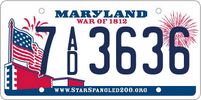 MD license plate 7AD3636