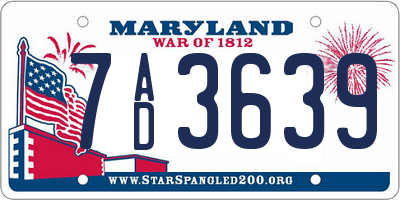 MD license plate 7AD3639