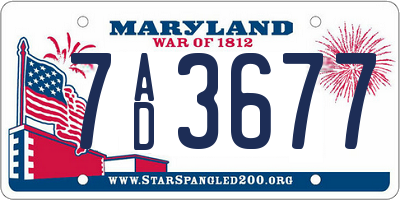 MD license plate 7AD3677