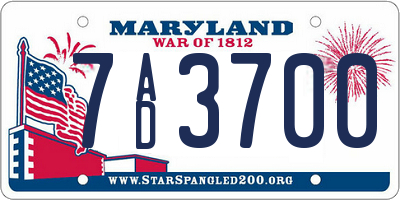 MD license plate 7AD3700
