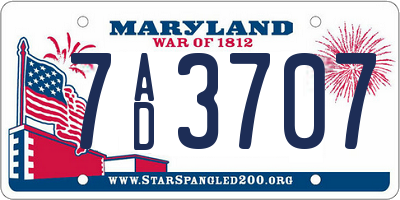 MD license plate 7AD3707