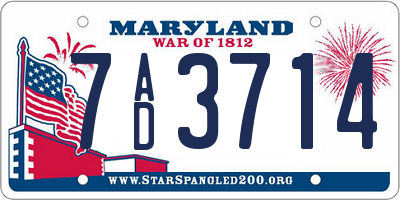 MD license plate 7AD3714