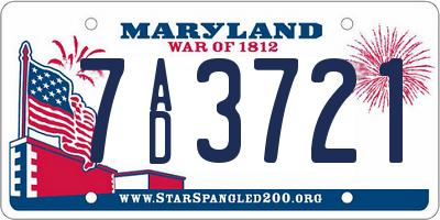 MD license plate 7AD3721