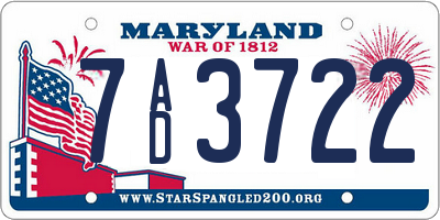 MD license plate 7AD3722