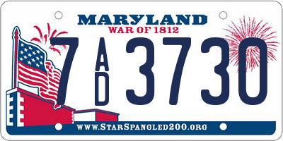 MD license plate 7AD3730