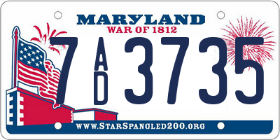 MD license plate 7AD3735