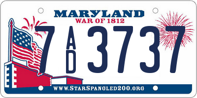 MD license plate 7AD3737