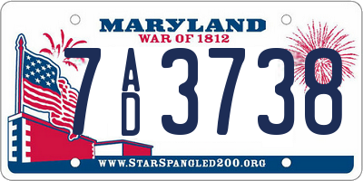 MD license plate 7AD3738