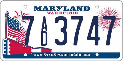 MD license plate 7AD3747
