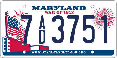 MD license plate 7AD3751