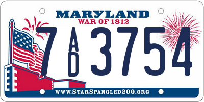 MD license plate 7AD3754