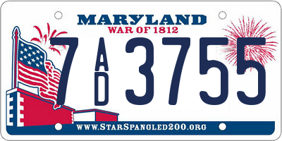 MD license plate 7AD3755