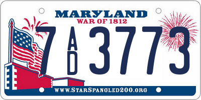 MD license plate 7AD3773