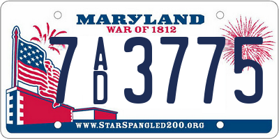 MD license plate 7AD3775
