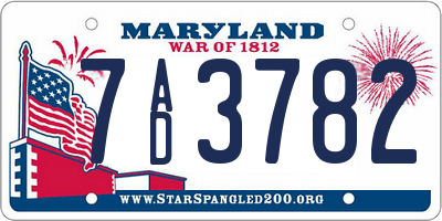 MD license plate 7AD3782