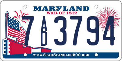 MD license plate 7AD3794