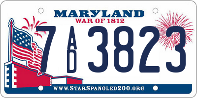 MD license plate 7AD3823