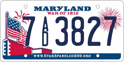 MD license plate 7AD3827