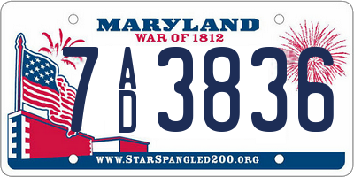 MD license plate 7AD3836