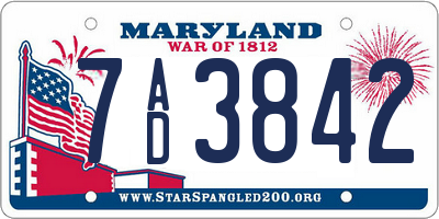 MD license plate 7AD3842