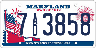MD license plate 7AD3858