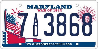 MD license plate 7AD3868