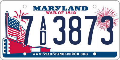 MD license plate 7AD3873
