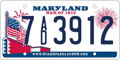 MD license plate 7AD3912