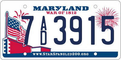 MD license plate 7AD3915
