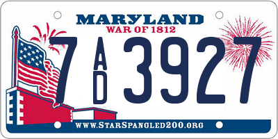 MD license plate 7AD3927