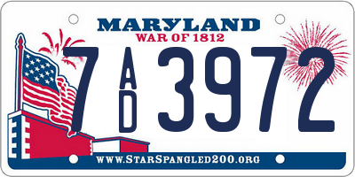 MD license plate 7AD3972