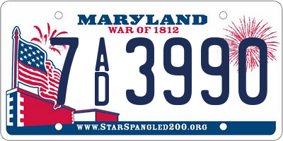 MD license plate 7AD3990