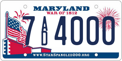 MD license plate 7AD4000