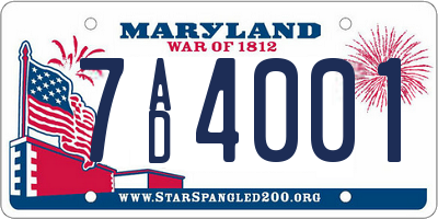 MD license plate 7AD4001