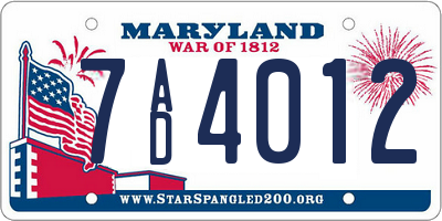MD license plate 7AD4012