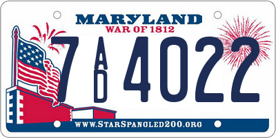 MD license plate 7AD4022