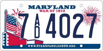 MD license plate 7AD4027
