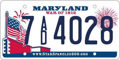 MD license plate 7AD4028