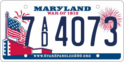 MD license plate 7AD4073