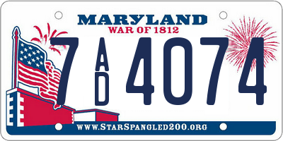 MD license plate 7AD4074