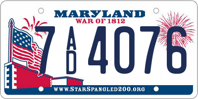 MD license plate 7AD4076