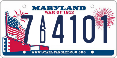 MD license plate 7AD4101