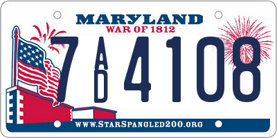 MD license plate 7AD4108
