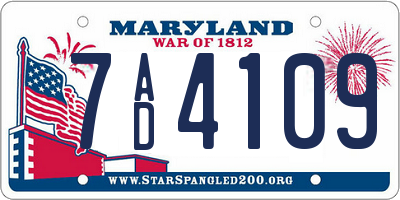 MD license plate 7AD4109