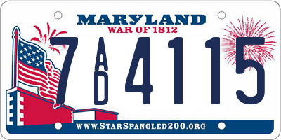 MD license plate 7AD4115
