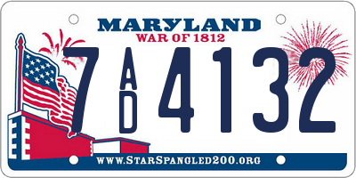 MD license plate 7AD4132