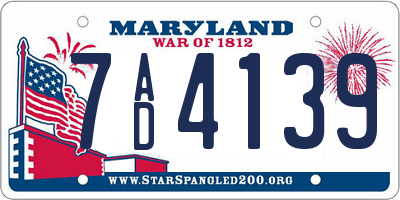 MD license plate 7AD4139
