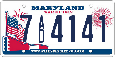 MD license plate 7AD4141